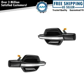 Am-2861247965 Am Autoparts Outside Door Handle Black And Chrome Rear Pair Set For 01-06 Mitsubishi Montero