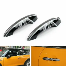 Dhc-045-blk-gry Amotopart Black Union Jack Uk Flag Door Handle Cover For Mini Cooper R50 R52 R53 R55 F8 Ca