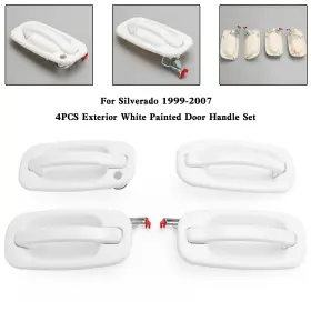 19356468 Artudatech 4pcs Exterior White Painted Door Handle Set For Silverado 1999-2007
