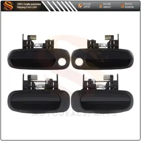 Autodealsparts Aut802188t01 4x Exterior Front Rear Left Right Side Fits 98-02 For Corolla Black Door Handles