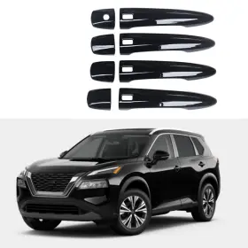At-21nissan-dh-gb-4 Autodepots Fits 2021-25 Nissan Rogue Door Handle Covers Trim With 4 Smart Keyholes Gloss Black