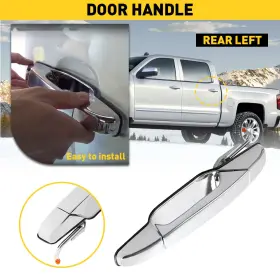 12819380 Auxito Rear Left Driver Door Handle For 07-13 Escalade Silverado Gmc Cadillac Chrome