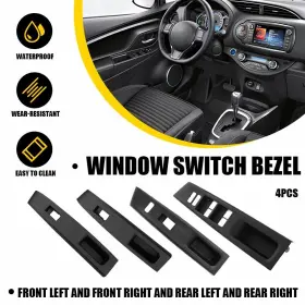 74272-52230-c0 Auxito 4pcs Front Rear Window Switch Panel Bezel Trim Black For 2012-14 Toyota Yaris