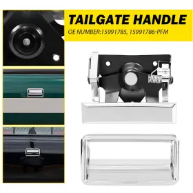 15991785 Auxito Autoparts Chrome Tailgate Tail Gate Handle And Bezel Set For Chevy C/k Pickup Truck