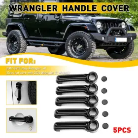 Hy-0065 Auxito Exterior Door Handle And Tailgate Cover Trim For Jeep Wrangler Jk 07-18 Black 4dr