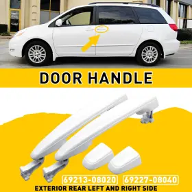 Mbs-wm-sienna-04-10-rw Auxito 2 Exterior Door Handle Rear Left/right For 2004-10 Sienna Toyota White New 2pcs Us