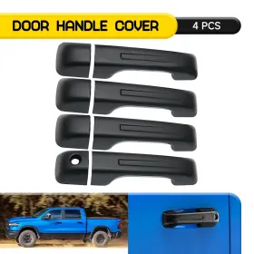 Mbsg-ram-19-25mb Auxito Gloss Black Door Handle Cover Trim Overlay Without Smart Key Hole Fit 19-25 Ram 1500