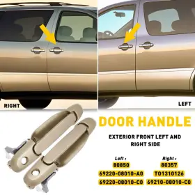 Wwd-fzd-45566 Auxito For 1998-2003 Toyota Sienna Front Outside Door Handle Left And Right Side Beige 2x