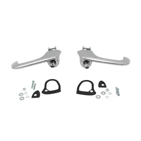 3442-0010s Brock Supply Set Chrome Outside Door Handles Fit 67-68 Mustang Cougar With Gaskets And Hardware