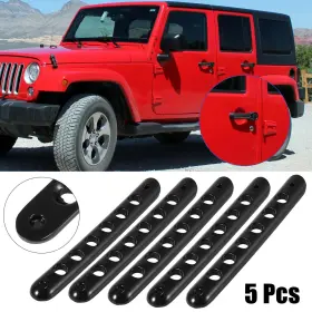 Carpopart 747709909172 5pcs Door Handle Trim With Button Cover For Jeep Wrangler 4 2007-2018 Black