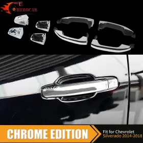Cherocar 2951fwq125fwq15 4pcs Chrome Both Side Door Handle Replace Cover For 14-18 Chevy Silverado Sierra