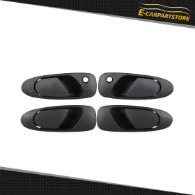 Ec802503s01 E-carpartstore Black Door Handles Outside Outer Exterior Set Of 4 For 1992-1995 Honda Civic