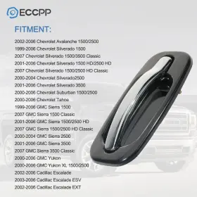 E124691cp01 Eccpp Rear Left Outer Black Housing Door Handle For Cadillac Escalade 02-06