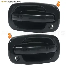 9948983 Higher-autoparts 2pcs Exterior Smooth Black Door Handle Front Left Right For 1999-2007 Cadillac