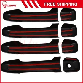 12267064 Hilamps Door Handle Cover Glossy Black Front Rear Left Right For 2010-21 Toyota 4runner