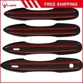 12267081 Hilamps Door Handle Cover Glossy Black Front Rear Left Right For 2018-2022 Toyota Camry