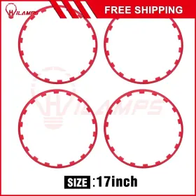 12296063 Hilamps For Bmw Chevy Ford Heavy Duty Car Wheel Hub Rim Protecting Trim Ring 17 Inch Red