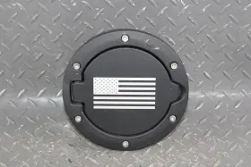 177-jeep Jeep 07-18 Wrangler Aftermarket Black American Flag Emblem Fuel Filler Door Hatch Wty