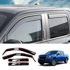 Maxzina 702602842063 Visor Rain Guards Compatible With 2022-2025 2026 Ford Maverick Front And Rear In