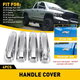 Wwd-msa-15611 Oxilam 4 Fits For Dodge Jeep Mitsubishi Chrome Car Auto Handle Covers Decor Trim
