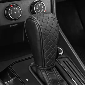 Qkys-pgpdt01 Qkys Leather Car Gear Shift Knob Cover - Anti-slip Universal Protector For Cars