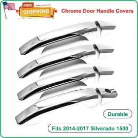 Clsvrza-1201 S Sizver Chrome Door Handle Covers For 2014 - 2018 Chevy Silverado 1500 8 Pack