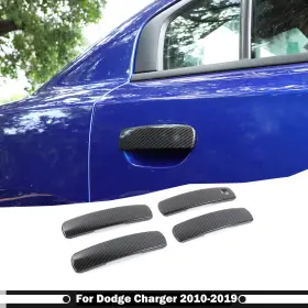 Bap23040641 Sawadicar 4xdoor Handle Trim Cover Exterior Decor For Dodge Charger 2010-2019 Carbon Fiber