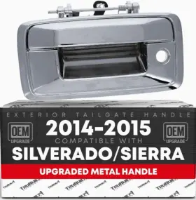 T1a-23448681-metal-chrome T1a Tailgate Handle For Chevrolet Silverado Gmc Sierra - Chrome With Camera Hole