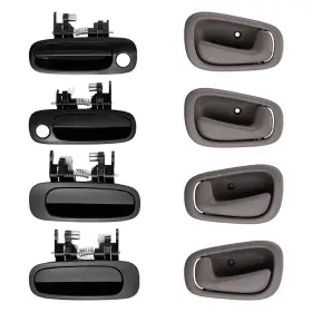 Ce40191-8 Tembor Set Of 8 Pcs Outside Inside Door Handle Black/gray For 98-02 Toyota Corolla