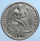 1891 P United States Us Silver Seated Liberty Vintage Antique Dime Coin I111047 Ungraded. Price: $286.20.